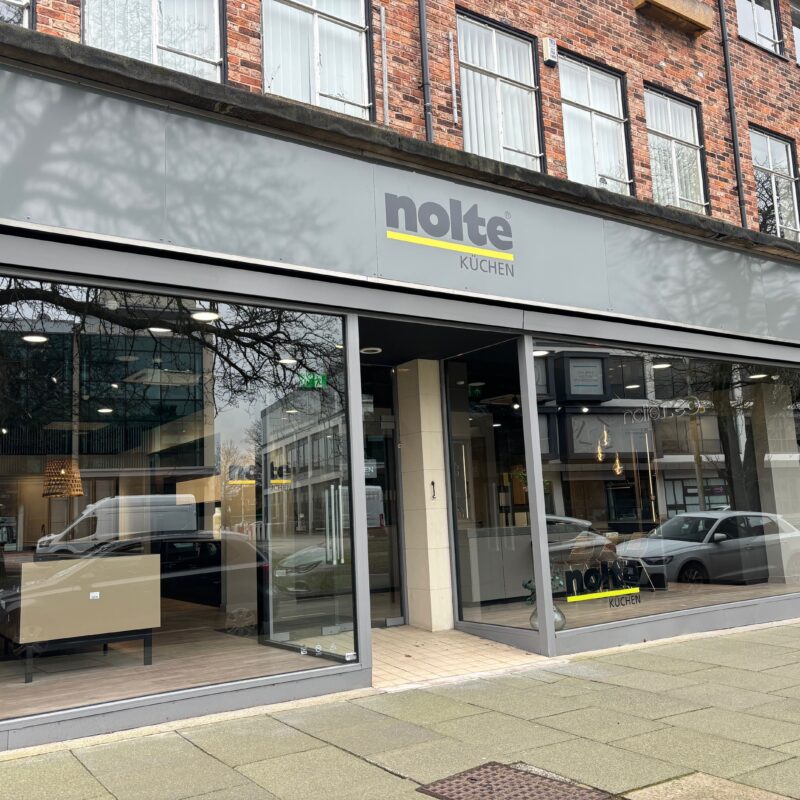 Exterior of Nolte's kitchen showroom in Wilmslow